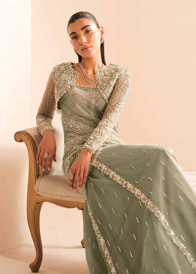 Indian Duck Egg Blue Embellished Net Sharara Dress (3-Piece) - Image 8