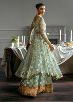 Pale Blue Embroidered Net Gown Sharara (3-Piece) - Image 11