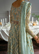 Pakistani Pale Blue Embroidered Net Gown Sharara (3-Piece) - Image 7