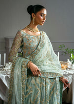 Pakistani Pale Blue Embroidered Net Gown Sharara (3-Piece) - Image 9