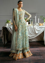 Pale Blue Embroidered Net Gown Sharara (3-Piece) - Image 2