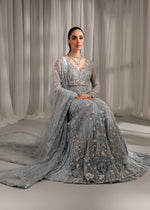 Ice Blue Embellished Net & Tissue Sharara (3-Piece) - Image 5