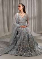 Ice Blue Embellished Net & Tissue Sharara (3-Piece) - Image 6