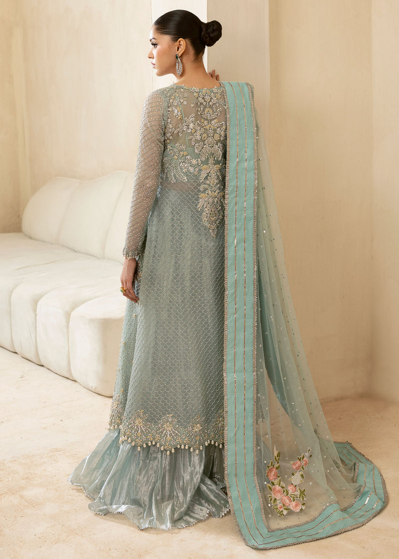 Powder Blue Embroidered Organza Sharara (3-Piece) - Image 7