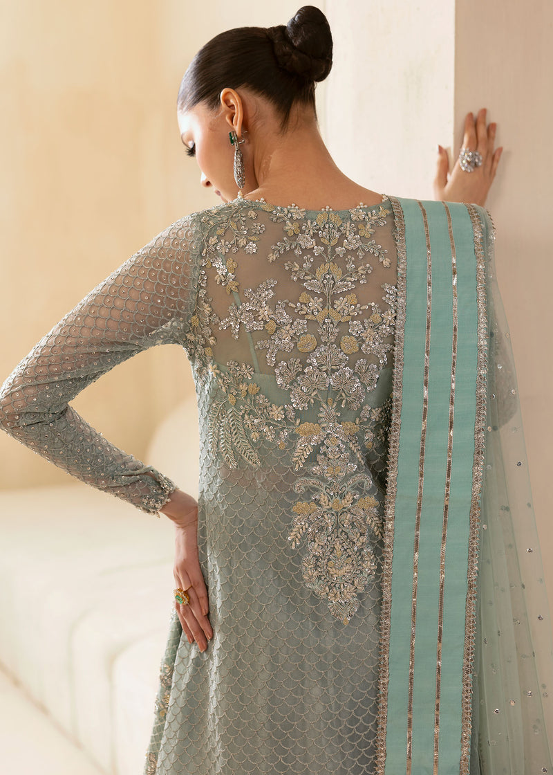 Powder Blue Embroidered Organza Sharara (3-Piece) - Image 8