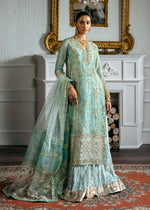 Aqua Embroidered Paper Silk Sharara (3-Piece) - Image 2