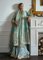 Aqua Embroidered Paper Silk Sharara (3-Piece) - Image 8