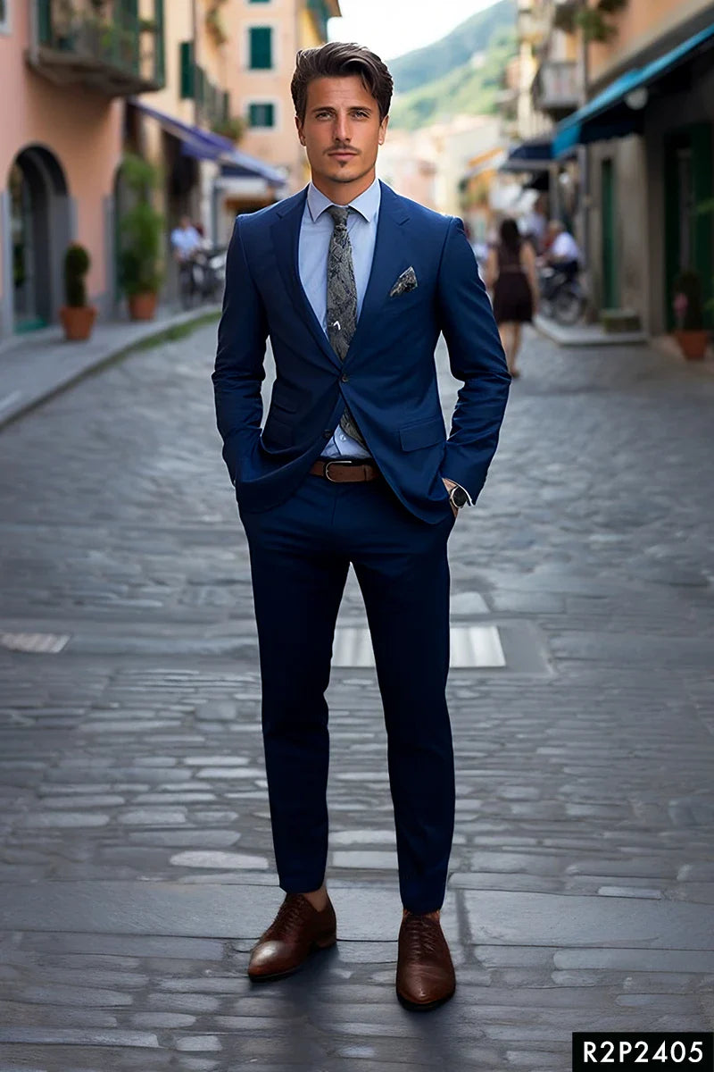 Bold Blue Wool-Blend Two-Piece Suit (2-Piece) - Image 1