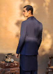 Midnight Blue Irish Linen Blazer Kurta Set (3-Piece) - Image 4