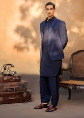 Midnight Blue Irish Linen Blazer Kurta Set (3-Piece) - Image 5