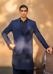 Midnight Blue Irish Linen Blazer Kurta Set (3-Piece) - Image 6