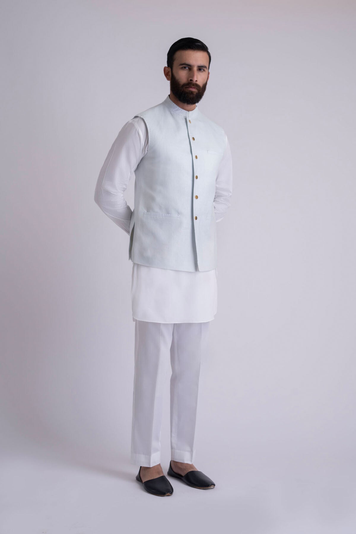 Sky Blue Solbiati Linen Waistcoat (3-Piece) - Image 1