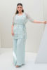 Aqua Embroidered Organza Short Coat with Silk Pants (2-Piece) - Image 5