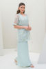 Aqua Embroidered Organza Short Coat with Silk Pants (2-Piece) - Image 6