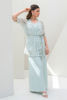 Aqua Embroidered Organza Short Coat with Silk Pants (2-Piece) - Image 7