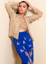 Electric Blue Embroidered Tissue & Rawsilk 3-Piece Set - Image 3