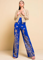 Electric Blue Embroidered Tissue & Rawsilk 3-Piece Set - Image 5