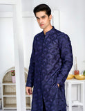 Deep Blue Embroidered Cotton Kurta Set (2-Piece) - Image 5