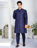 Deep Blue Embroidered Cotton Kurta Set (2-Piece) - Image 8