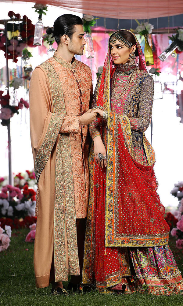 Pakistani Dark Blue Zardozi Silk Short Shirt Gharara (3-Piece) - Image 8