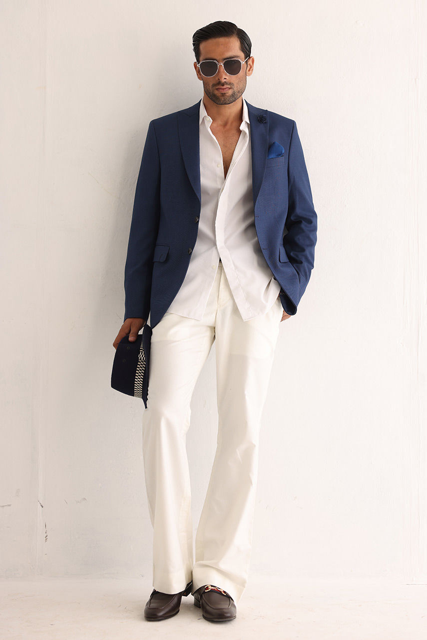 Blue Suiting Jacket with White Shirt (3-Piece) - Image 3