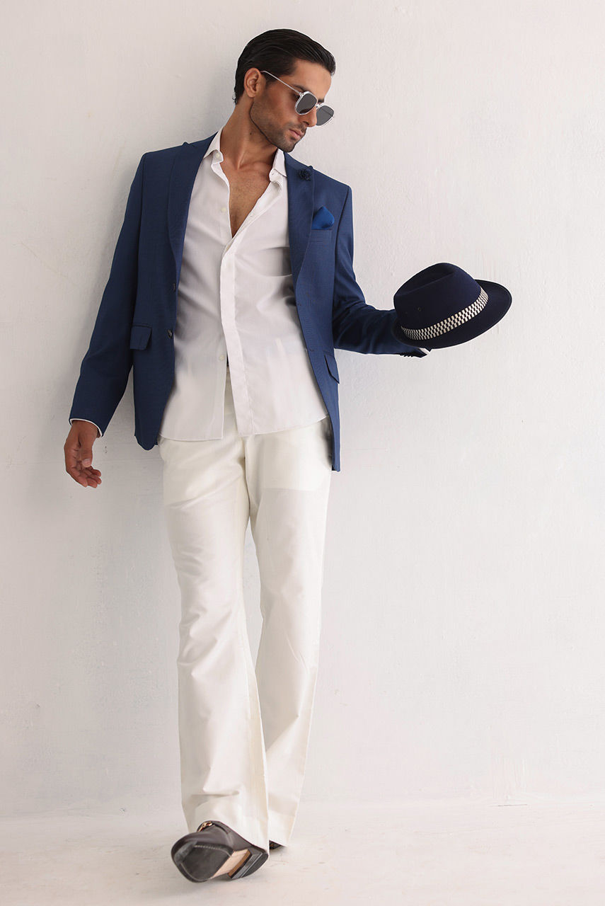 Blue Suiting Jacket with White Shirt (3-Piece) - Image 4