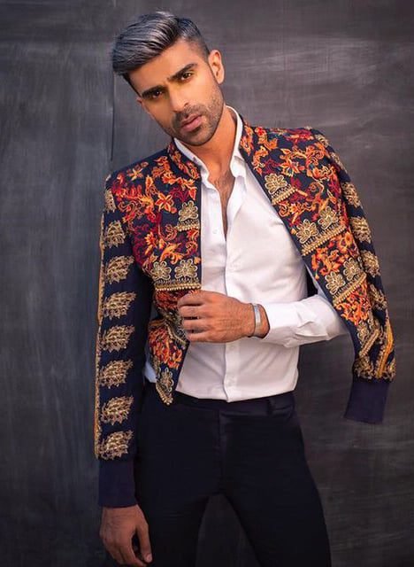 Royal Blue Embroidered Suiting Jacket (3-Piece) - Image 2