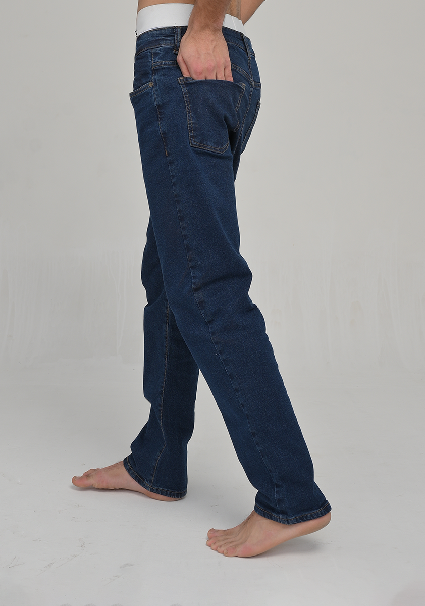 Dark Blue Embroidered Denim Jeans (Classic Fit) - Image 2