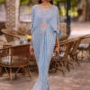 Sky Blue Sequined Chiffon Kaftan (1-Pc) - Image 3