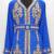 Pakistani Royal Blue Embroidered Georgette Moroccan Kaftan (2-Piece) - Image 3