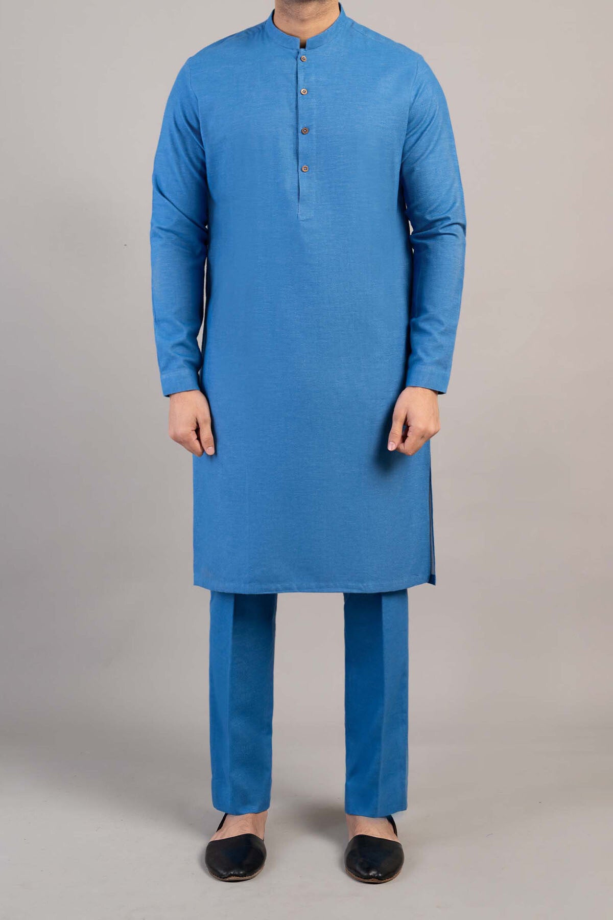 Light Blue Blended Wool Kurta Trouser (2-Piece) - Image 1