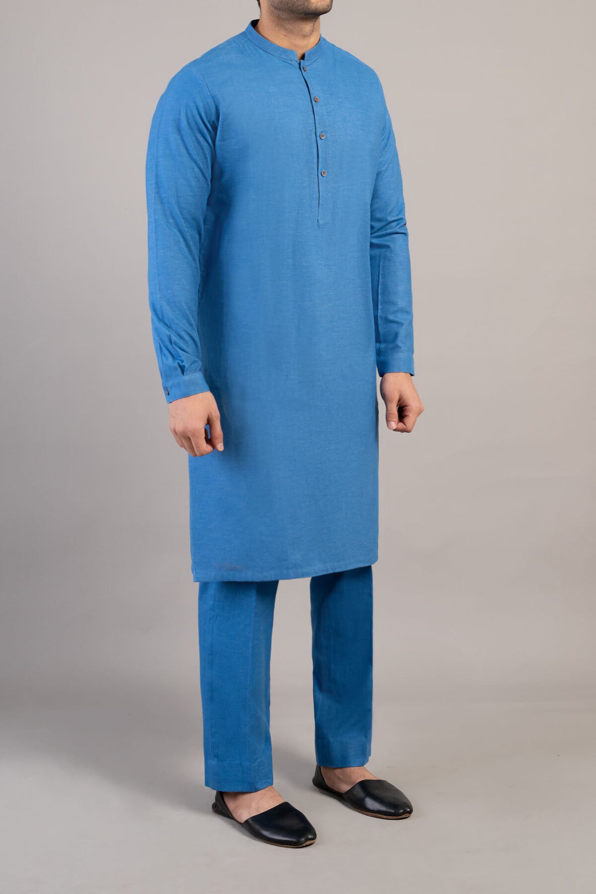 Light Blue Blended Wool Kurta Trouser (2-Piece) - Image 3