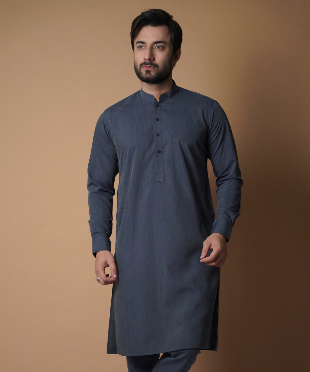 Marine Blue Soft Fabric Kurta Pajama (2-Piece) - Image 1