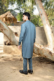 Pacific Blue Cotton Blend Kurta Trouser Set (2-Piece) - Image 5