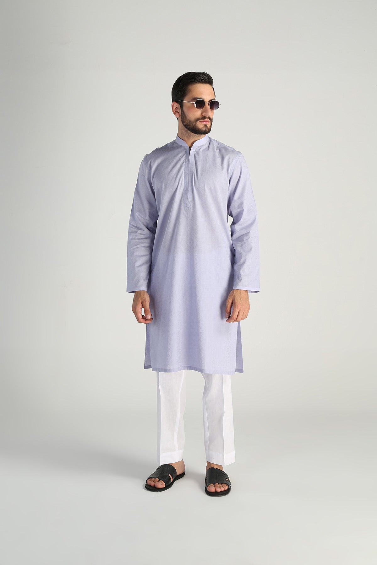 Blue Cotton Jacquard Kurta (2-Piece) - Image 1