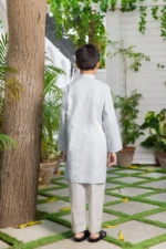 Light Blue Cotton Kurta Pajama Set (2-Piece) - Image 3