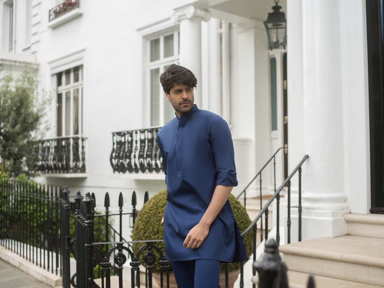 Deep Blue Cotton Kurta (2-Piece) - Image 2