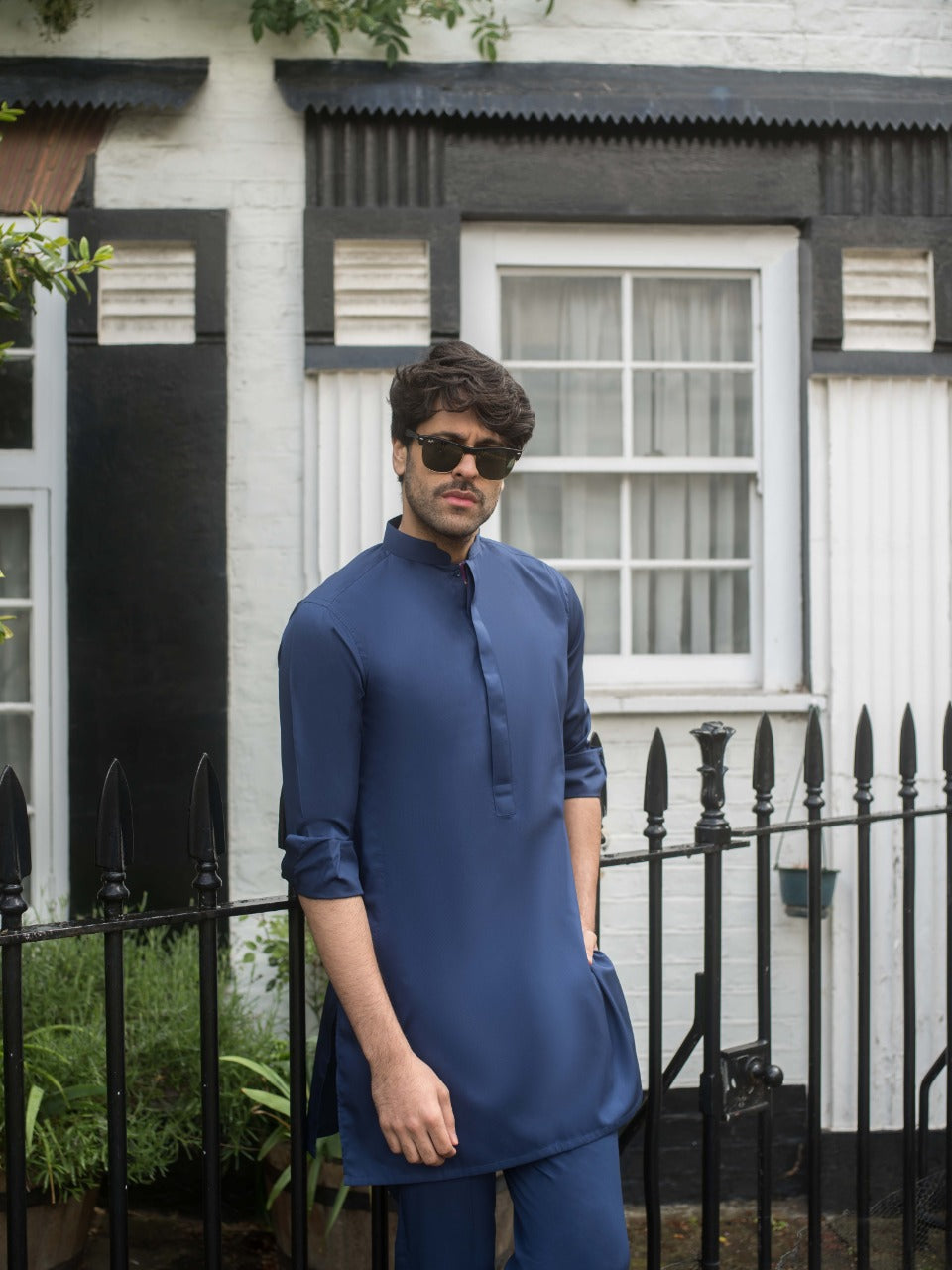 Deep Blue Cotton Kurta (2-Piece) - Image 3