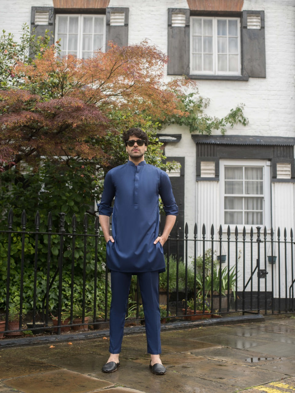 Deep Blue Cotton Kurta (2-Piece) - Image 4