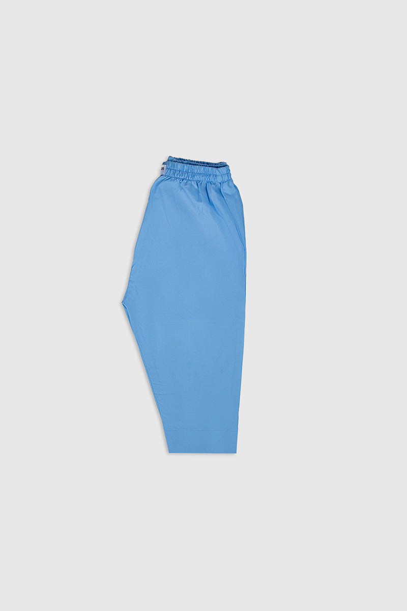 Sky Blue Cotton Kids Kurta Trouser Set (2-Piece) - Image 5