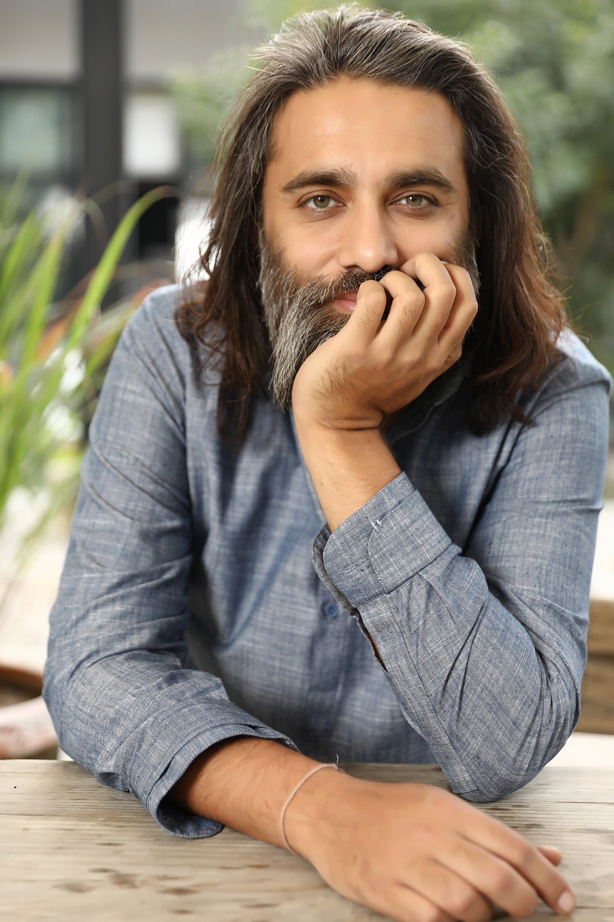 Slate Blue Textured Cotton Kurta Pajama (2-Piece) - Image 2