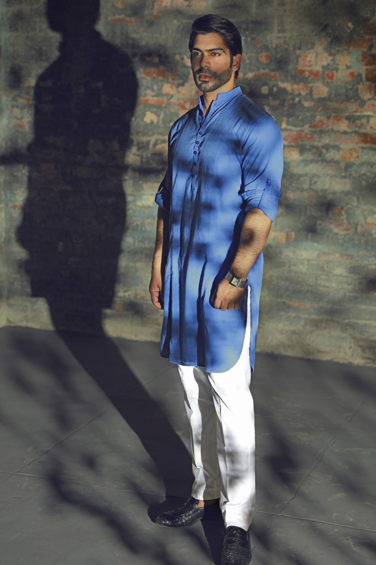 Blue Cotton Kurta Pajama Set (2-Piece) - Image 1