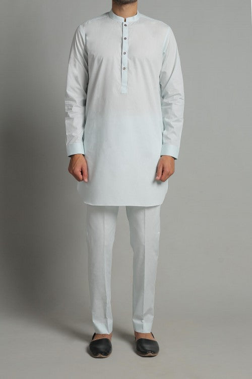 Sky Blue Egyptian Cotton Kurta Trouser (2-Piece) - Image 1