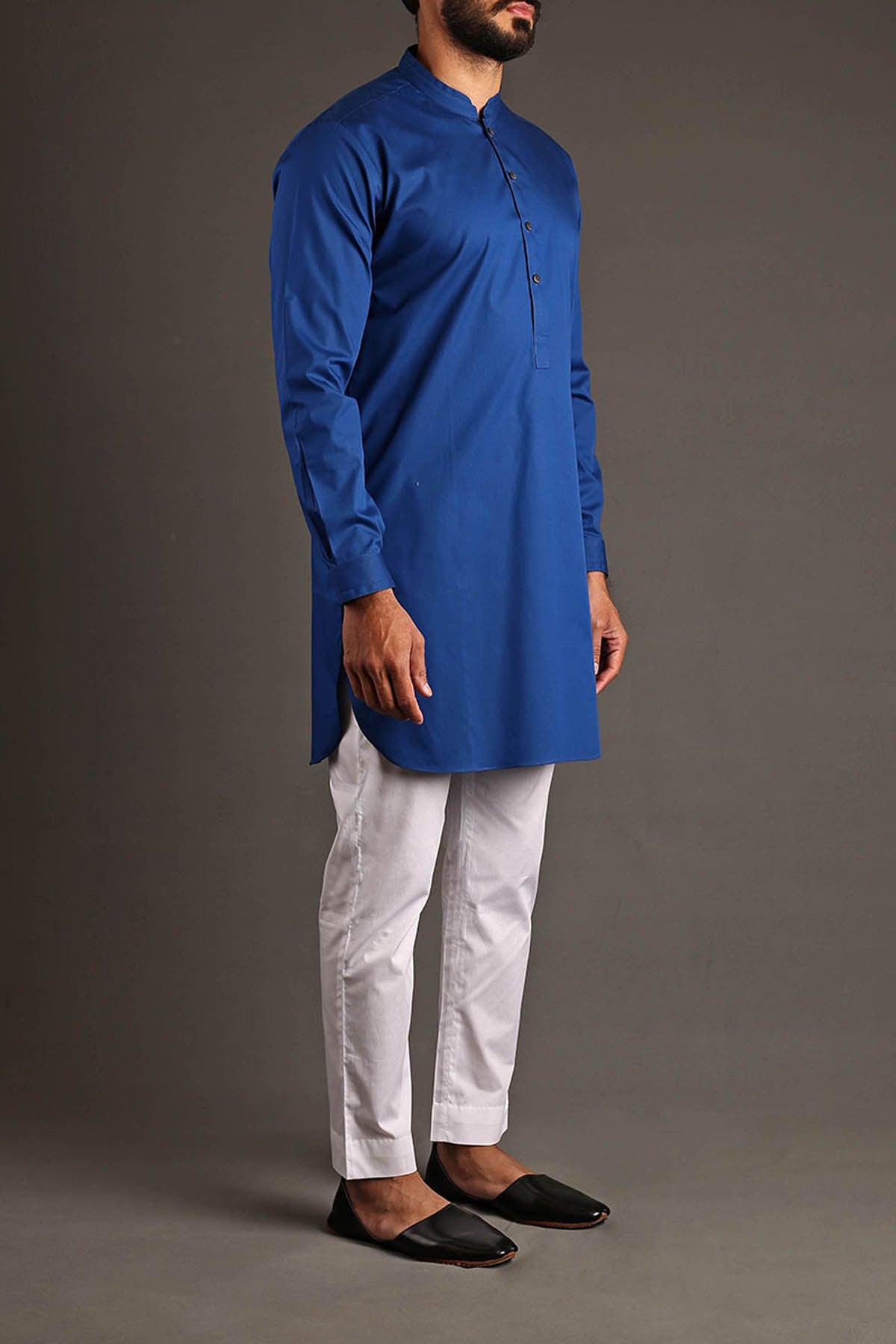 Royal Blue Egyptian Cotton Kurta (2-Piece) - Image 3