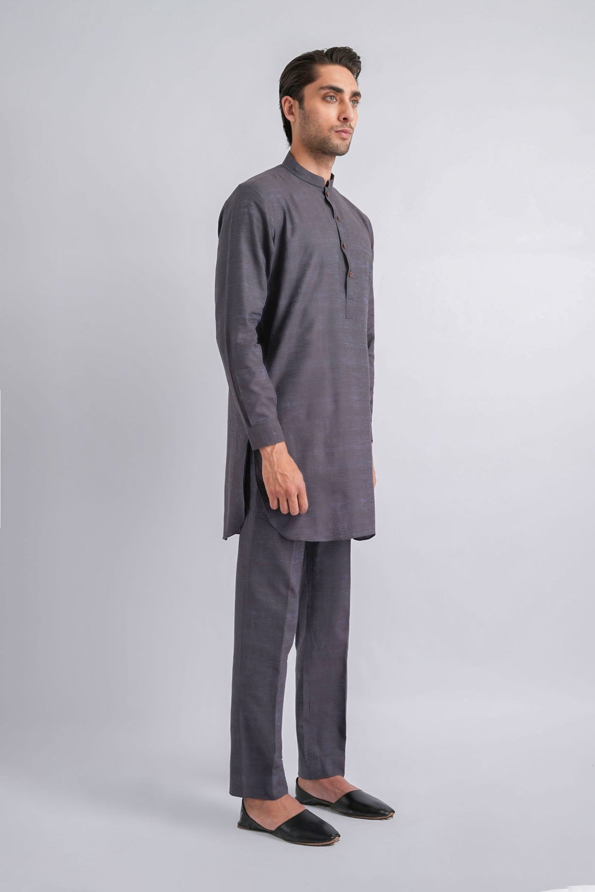 Blue Jacquard Kurta Pajama Set (2-Piece) - Image 1