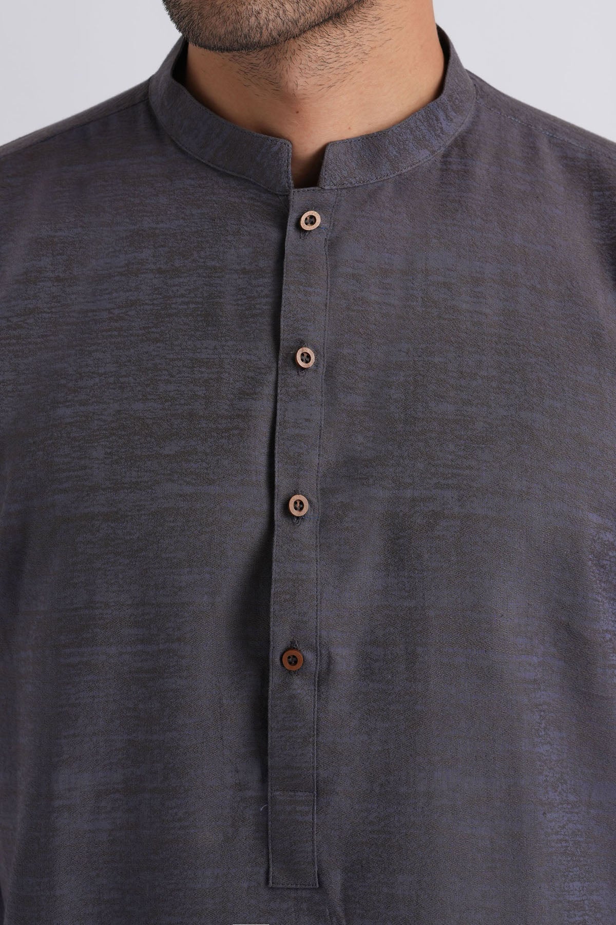 Blue Jacquard Kurta Pajama Set (2-Piece) - Image 3