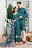 Harbor Blue Schiffli Cotton Embroidered Kurta Pajama (2-Piece) - Image 10
