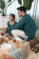 Harbor Blue Schiffli Cotton Embroidered Kurta Pajama (2-Piece) - Image 12