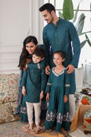 Harbor Blue Schiffli Cotton Embroidered Kurta Pajama (2-Piece) - Image 13