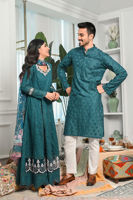 Harbor Blue Schiffli Cotton Embroidered Kurta Pajama (2-Piece) - Image 9